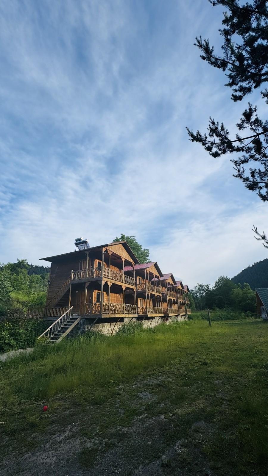 Ahşap dağ evi, çayır